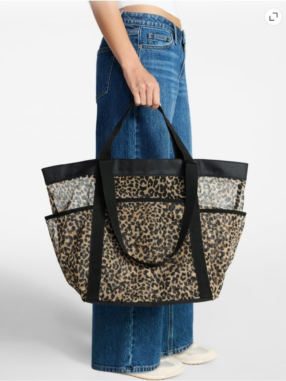 No Boundaries Women's Mesh Tote Bag, Leopard Print